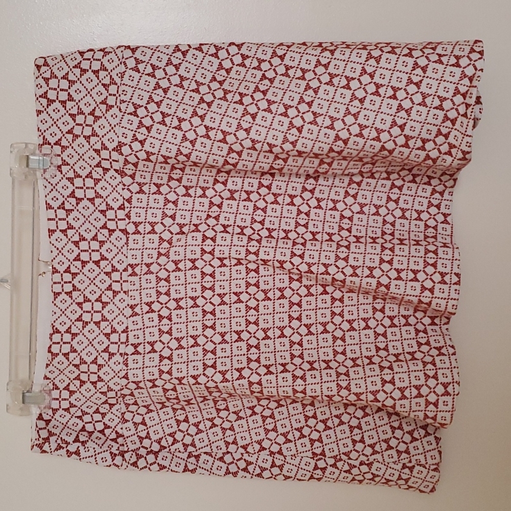 Toey Burch skirt sz 12 geometric cream and paprika